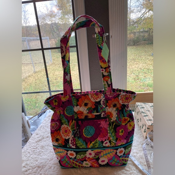 Vera Bradley Laura VaVa Bloom, Tote, Shoulder Bag, Pink, Bonus Water Bottle, NWT - Picture 8 of 12